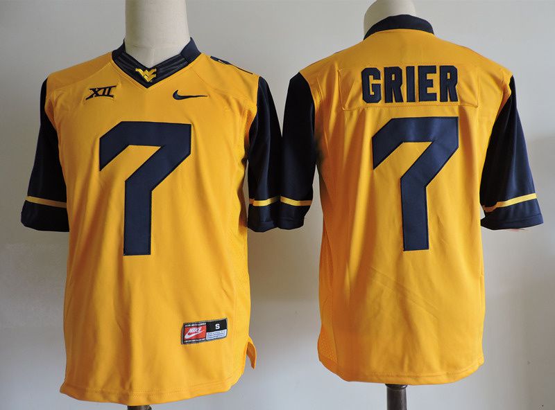 Men West Virginia Mountaineers #7 Grier Yellow Nike 2025 NCAA Jersey